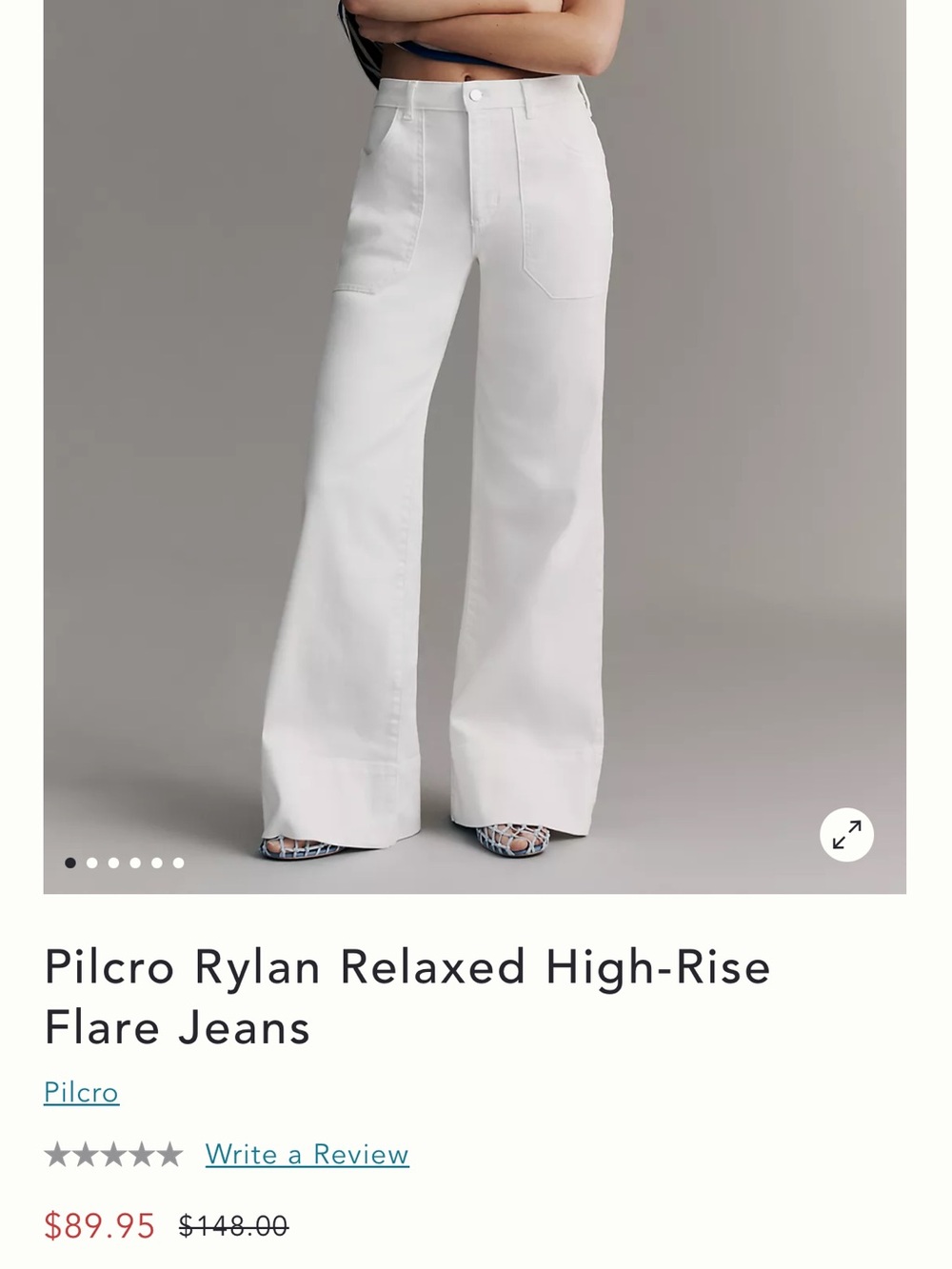 Pilcro Rylan Relaxed High-Rise Flare Jeans in Ivory White